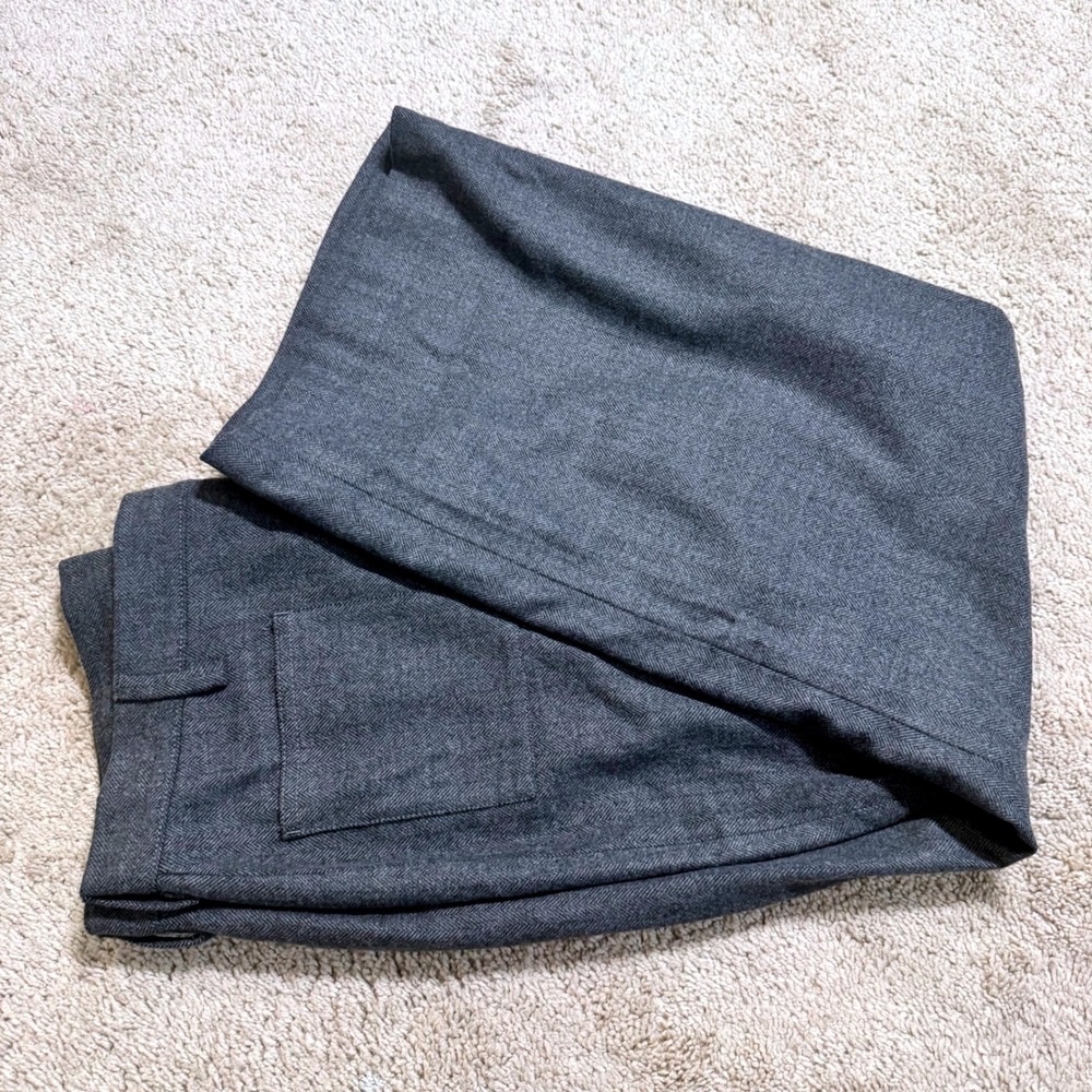 Lands‎ End High Rise Wide Leg Gray Herringbone Crop Pants Women's Size 14 soft - Picture 5 of 9